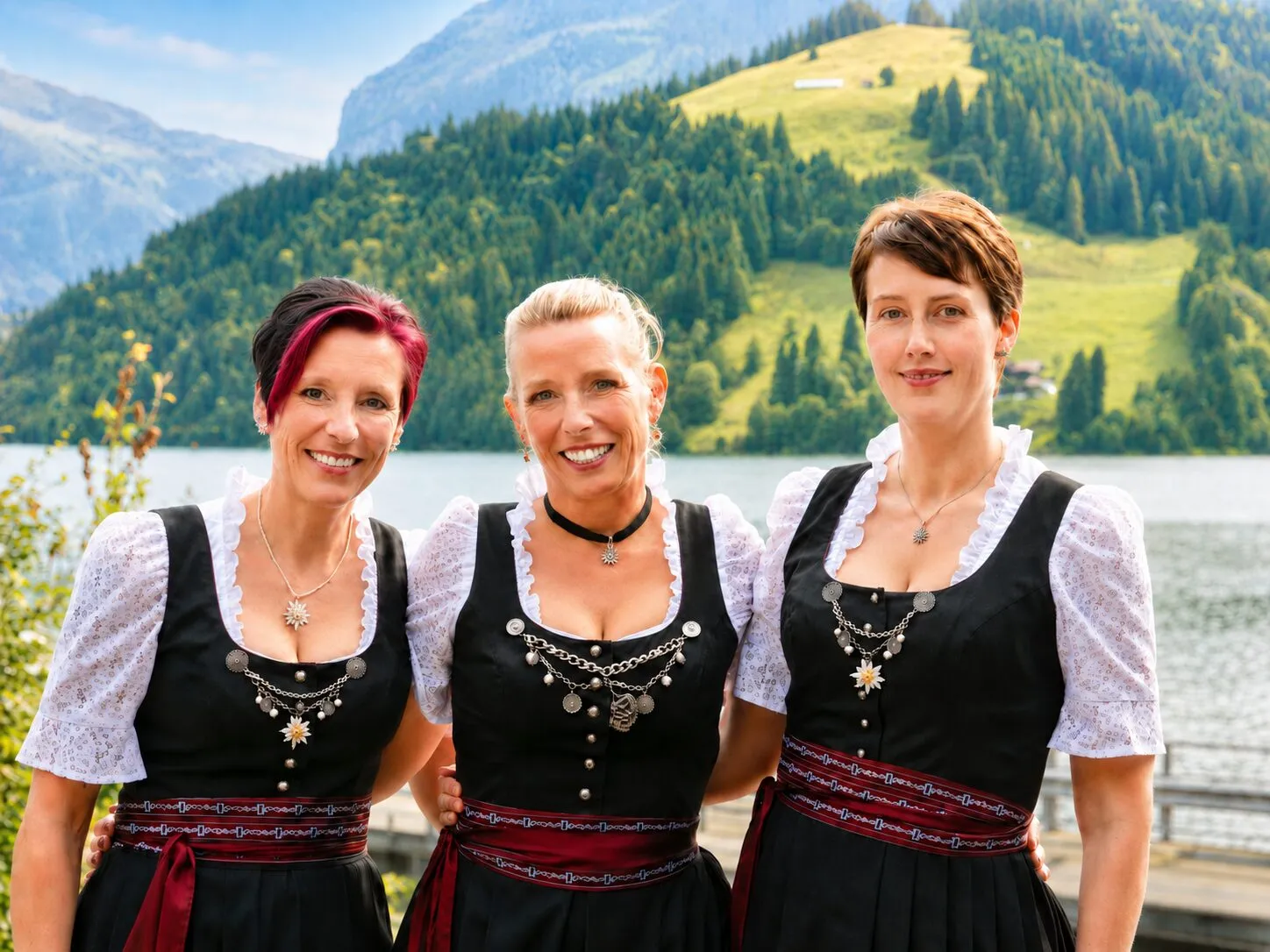 Das Team des Restaurant Seeblick vor dem Wägitalsee